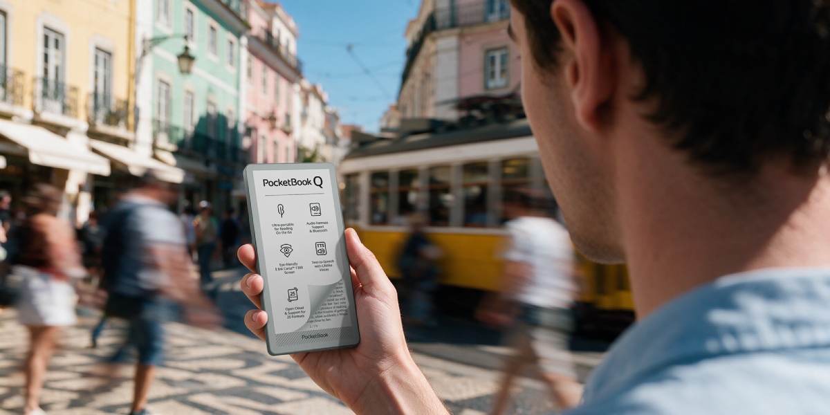 E-reader PocketBook Q in telefoonformaat tijdens IFA 2026: Altijd comfort bij de hand voor digitale detox, lezen en luisteren